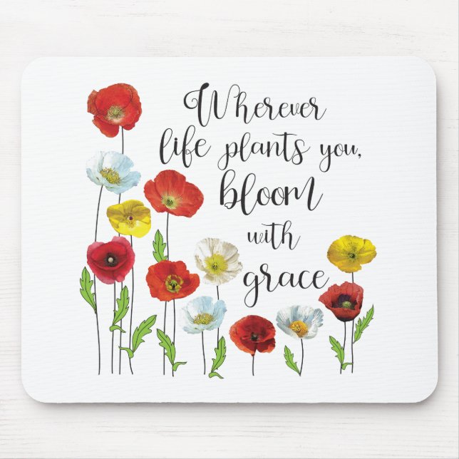 Bloom with grace - Poppy flowers Mouse Pad (Front)