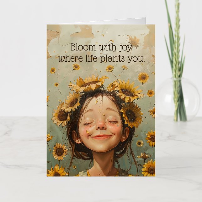 Bloom with Joy Foil Greeting Card (Front)