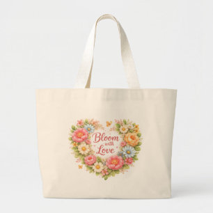 Bloom With Love Floral Design  Large Tote Bag
