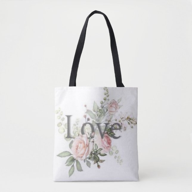  Bloom with Love: Watercolor Floral Tote Bag (Front)