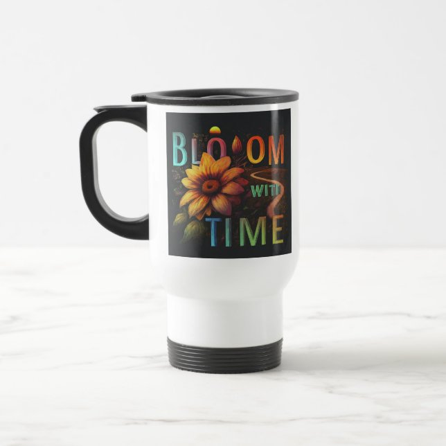 "Bloom with Time" Travel Coffee Mug (Left)