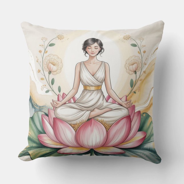Bloom Within Meditation Pillowcase Throw Pillow (Front)