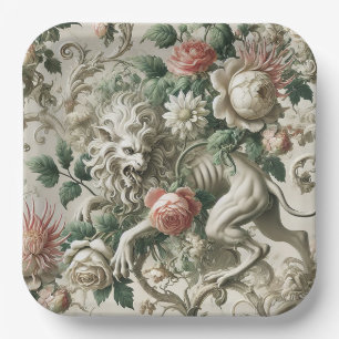 Bloombound Sentinel – Gothic Floral Design Paper Plate