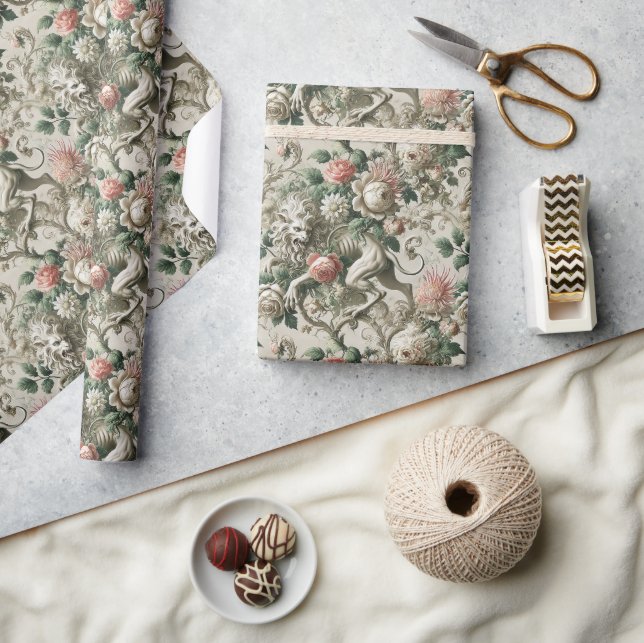 Bloombound Sentinel – Gothic Floral Design Wrapping Paper (Crafts)