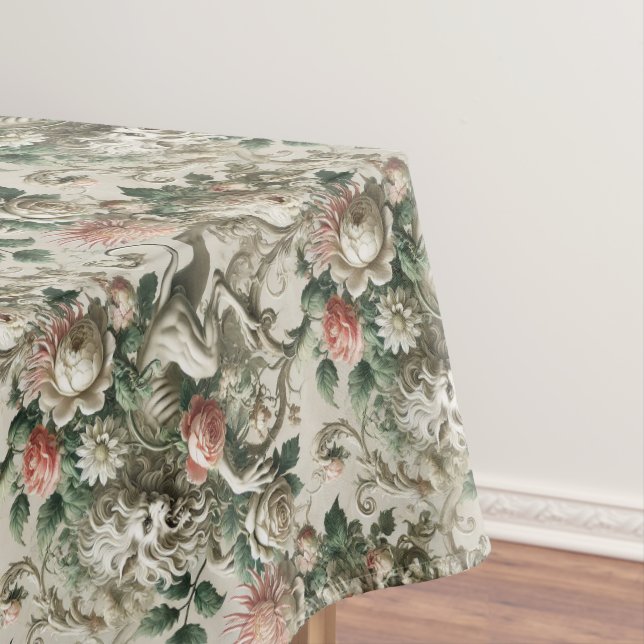 Bloombound Sentinel – Gothic Medium Pattern Tablecloth (In Situ)