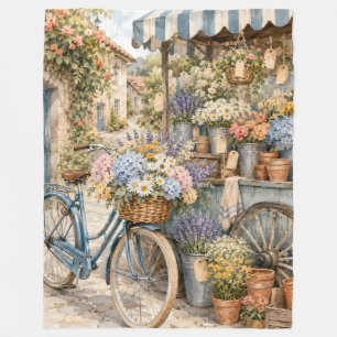 Bloomcore Flower Market Bicycle Fleece Blanket