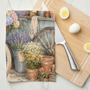 Bloomcore Flower Market Bicycle Kitchen Towel