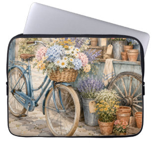 Bloomcore Flower Market Bicycle Laptop Sleeve