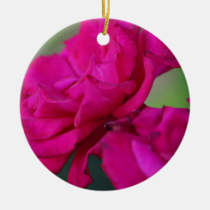 Bloomed Pink Rose Ceramic Ornament
