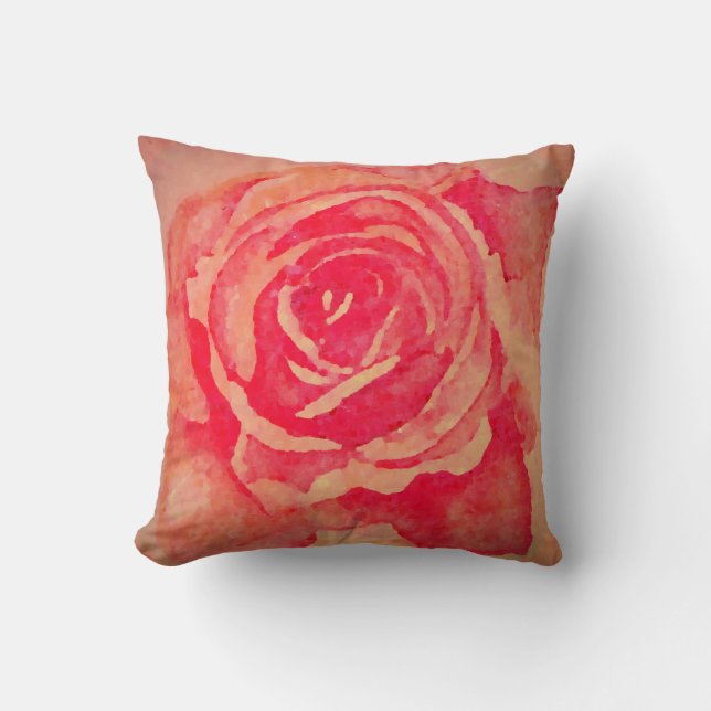Bloomed Rose Throw Pillow (Front)