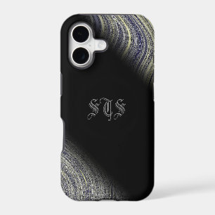 Bloomin Blue Fractal Glimmer Monogram iPhone