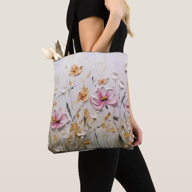 : Bloomin' Bold: Abstract Pink Flower Custom Tote (Close Up)