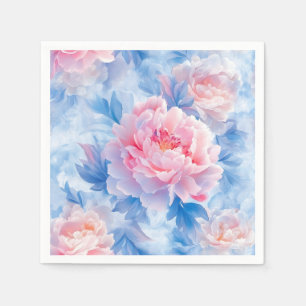 Blooming Abstract Watercolor Peony Napkin
