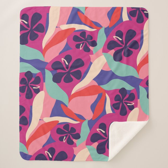 Blooming Aesthetic Sherpa Blanket (Front)