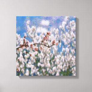 Blooming Almond Tree Pointillism Artwork Canvas Print