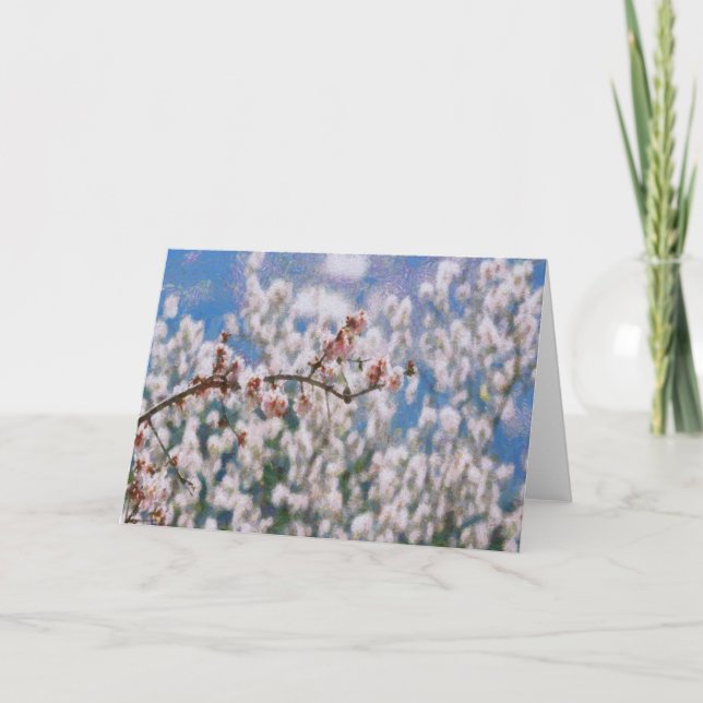 Blooming Almond Tree Pointillism Artwork Card (Front)
