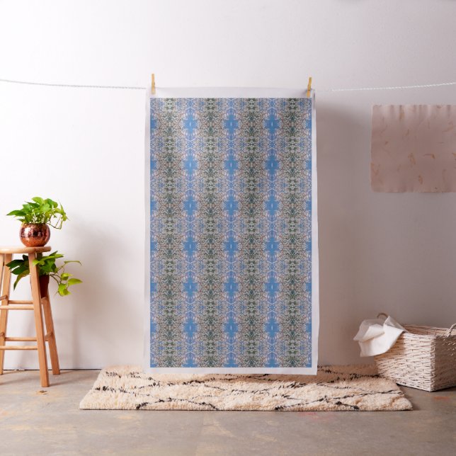 Blooming Almond Tree Pointillism Artwork Fabric (In Situ)