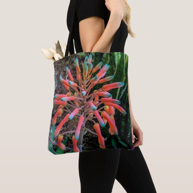 Blooming Aloe Plant Tote Bag (Close Up)