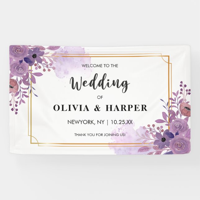 Blooming Amethyst Vintage Golden Frame Backdrop Ba Banner (Horizontal)