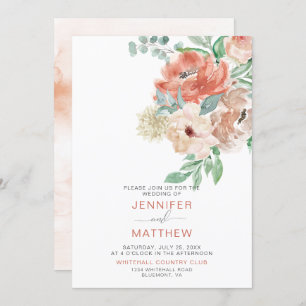 Blooming Apricot Floral Bouquet   Invitation