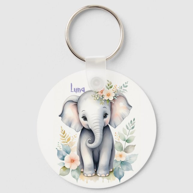 Blooming Baby Elephant Keychain (Front)