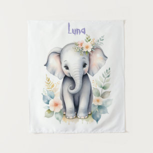 Blooming Baby Elephant Tapestry
