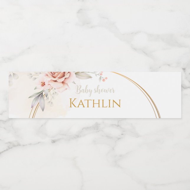 Blooming Baby Shower Invitation Water Bottle Label (Single Label)