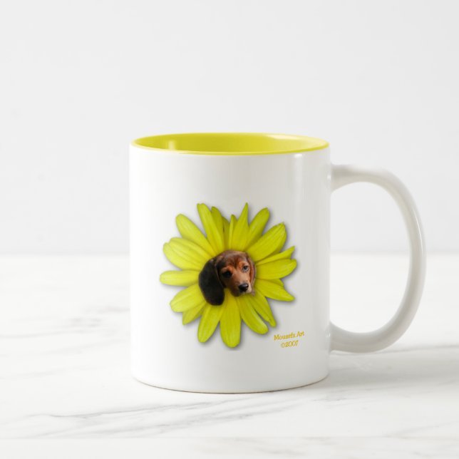 Blooming Beagle Yellow Flower Mug (Right)