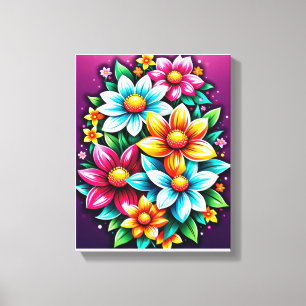 Blooming Beauties: A Vibrant Floral Bouquet Canvas Print