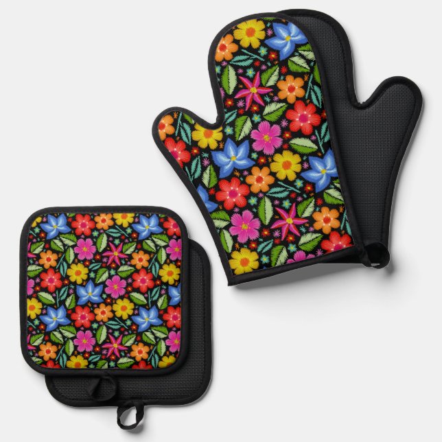 Blooming Beautiful  Oven Mitt & Pot Holder Set (Front/Back)