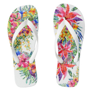 Blooming Beautiful Tropical Flowers Flip Flops