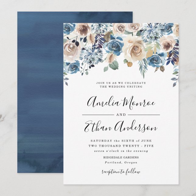 Blooming Beauty | Floral Wedding Invitation (Front/Back)