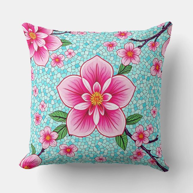 Blooming Beauty Mosaic Throw Pillow (Front)