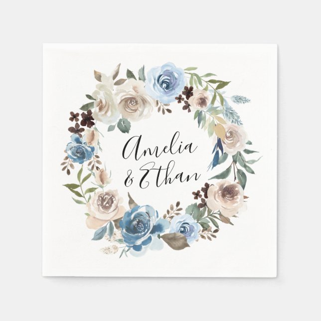 Blooming Beauty | Personalized Wedding Napkin (Front)