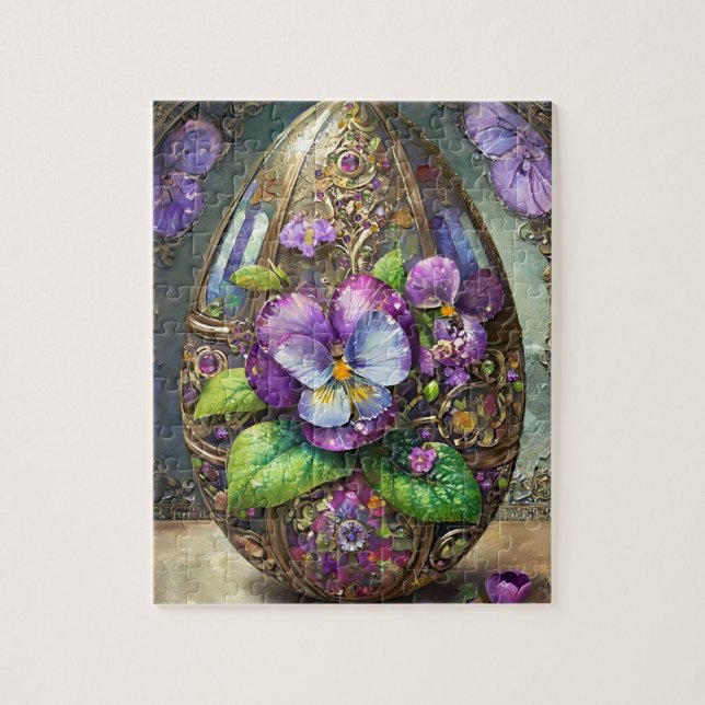 Blooming Birds Foot Violets Wildflowers Easter Egg Jigsaw Puzzle (Vertical)