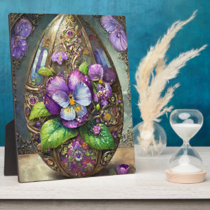 Blooming Birds Foot Violets Wildflowers Easter Egg Plaque