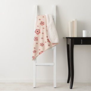 Blooming Bliss Orange Pink Small Sherpa Blanket