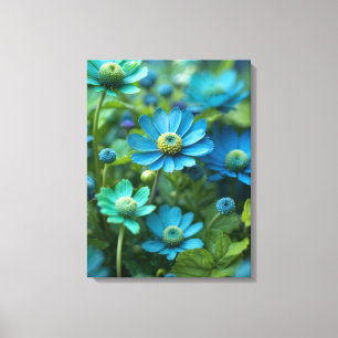 Blooming Blue and Green Field Canvas Print