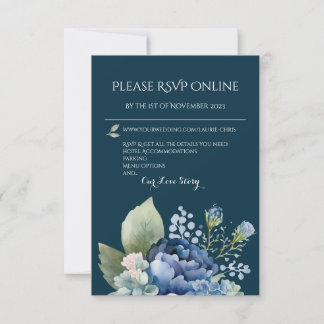 Blooming Blue Floral Watercolor Response Card