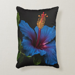 Blooming Blue Hibiscus Flower, Accent Pillow