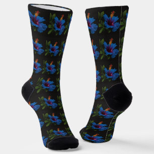 Blooming Blue Hibiscus Flower, Socks