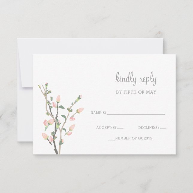 Blooming Blush Floral Wedding rsvp Card (Front)