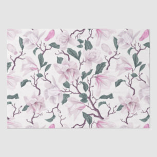 Blooming Blush Magnolia Branches Tissue Paper