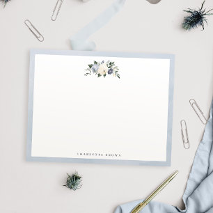 Blooming botanical blue personalized stationery card