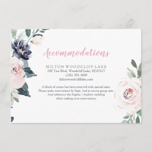 Blooming botanical blush floral accommodation enclosure card