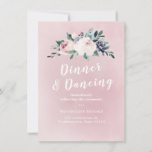 Blooming botanical blush floral wedding reception invitation