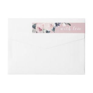 Blooming botanical blush watercolor floral Wedding Wrap Around Label