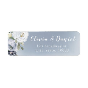 Blooming botanical dusty blue return address
