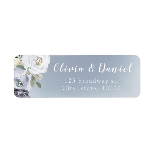 Blooming botanical dusty blue return address (Front)