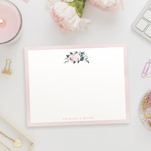 Blooming botanical pink personalized stationery card